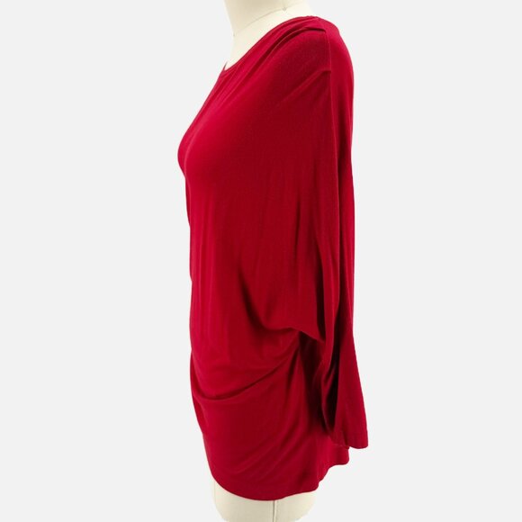 DRIES VAN NOTEN Asymmetric 3/4" sleeve scoop neck in Red Sz S - Picture 6 of 9
